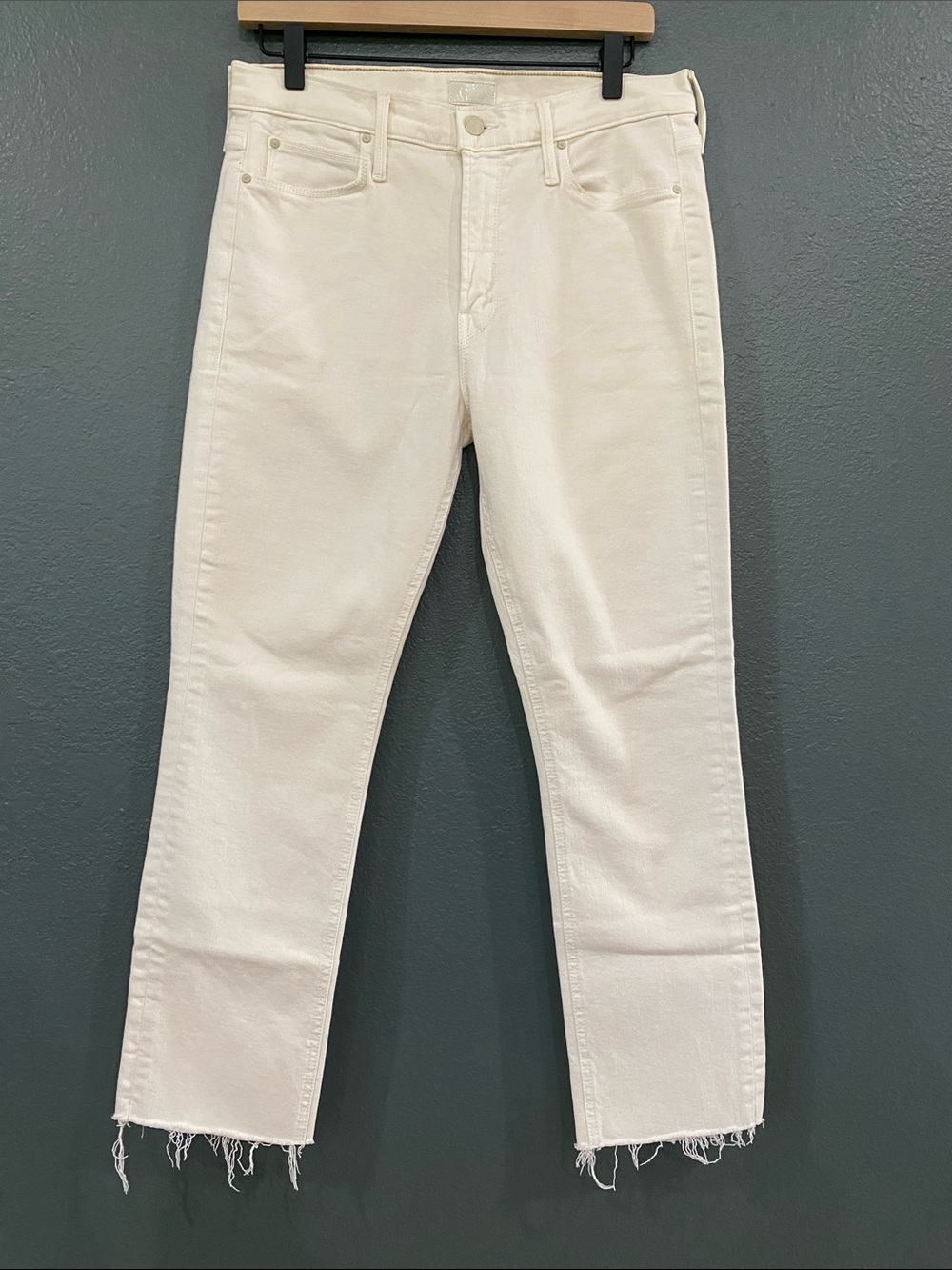 Mother The Mid Rise Dazzler Crop Fray - Cream Puffs - 30